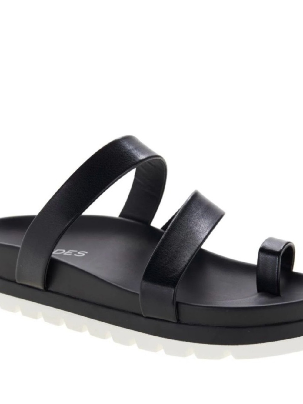 J Slides Black Triple-Strap Toe-Loop Lug Sandal - Size 10
